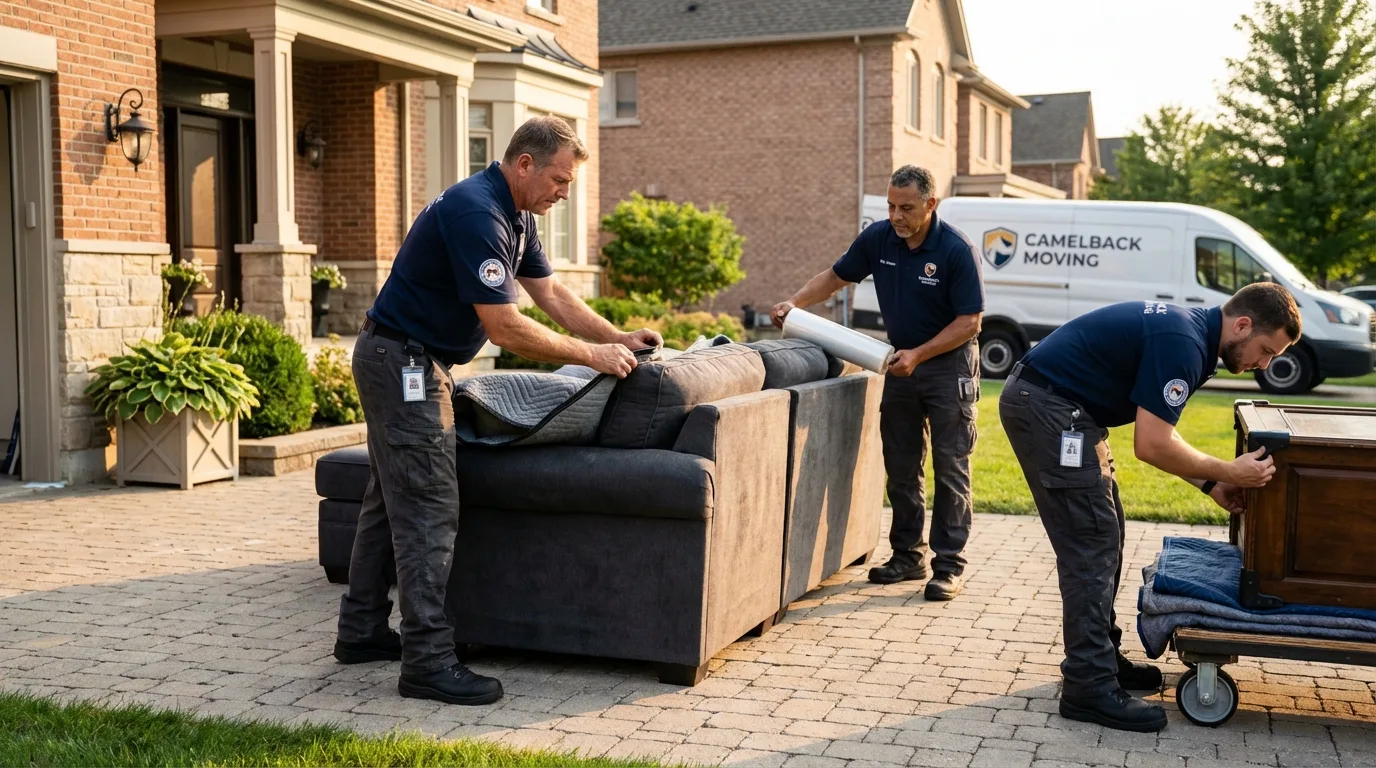 Large estate moving crew wrapping furniture in Windsor, CA